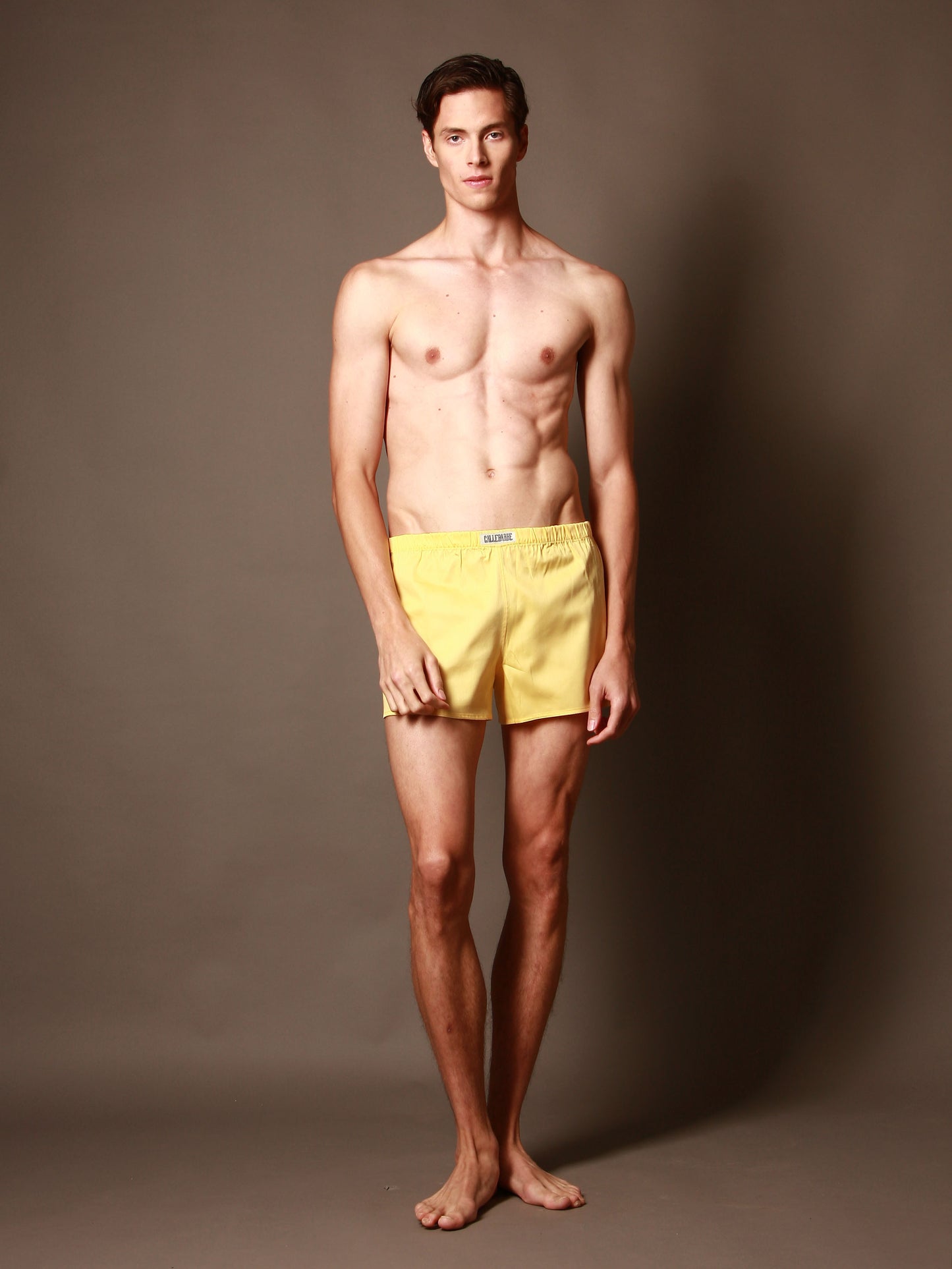 CALLEBARRE Caleçon Jaune Homme Coton Satiné 100%